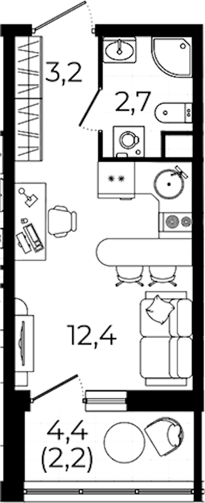 Квартира студия 20.5 м², 9/12 эт., ЖК «А101 Всеволожск»
